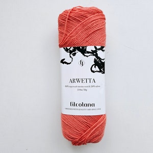 FILCOLANA ARWETTA merino blend yarn, Sock weight yarn, yarn for socks, Baby yarn, 50 grams 210 meters (230 yards) Colors from no. 100 to 810