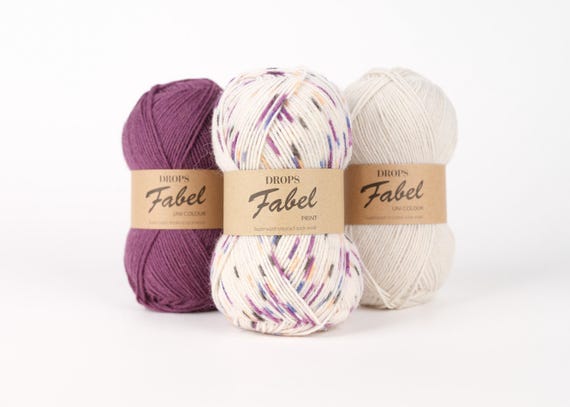 Wool Blend Sock Yarn DROPS FABEL Superwash Fingering Weight Gradient yarn for Socks