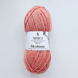 Filcolana MERCI merino blend yarn, Sock weight yarn, Merino and Cotton yarn, 50 grams 200 meters (218 yards)