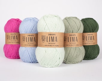 Fil de laine - Fil à tricoter - Fil peigné - Fil DK - Fil d'alpaga - DROPS Lima - Fil d'hiver - Fil de laine à tricoter - Fil Garnstudio - Crochet