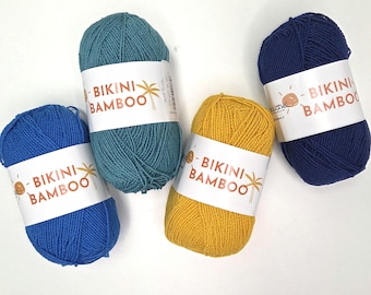 BIKINI BAMBOO Yarn by Tropical Lane, Stretchy yarn for swimsuit, Summer elastic crochet lycra yarn
