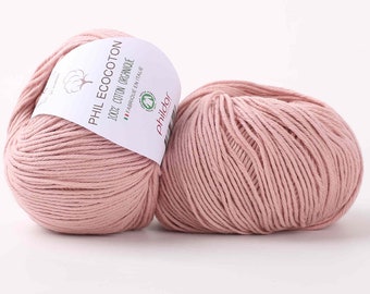 Organic cotton yarn Phildar ECOCOTON - eco friendly crochet and knitting yarn - cotton baby sport weight yarn