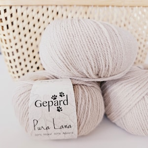 PURA LANA Gepard Garn Merinowolle und Alpaka Garn Mit natürlichen Farbstoffen gefärbt 50 g 115 Meter Weiches Strickgarn
