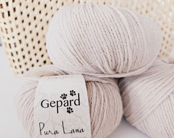 Laine mérinos et alpaga Gepard Garn PURA LANA, teint avec des colorants naturels, 50 g, 115 mètres, fil à tricoter doux, fil DK