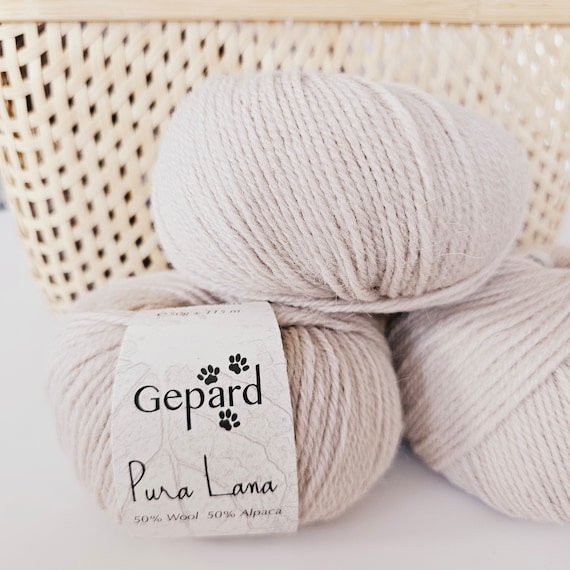 PURA LANA Gepard Garn Merino Wool and Alpaca Yarn Dyed With Natural Dyes 50  G 115 Meters Soft Knitting Yarn, DK Weight Yarn 