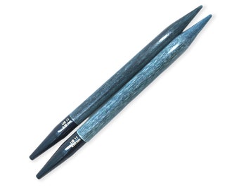 Lykke INDIGO Interchangeable knitting needles 5'' - Blue wood needles for knitting - Interchangeable tips for circular needles