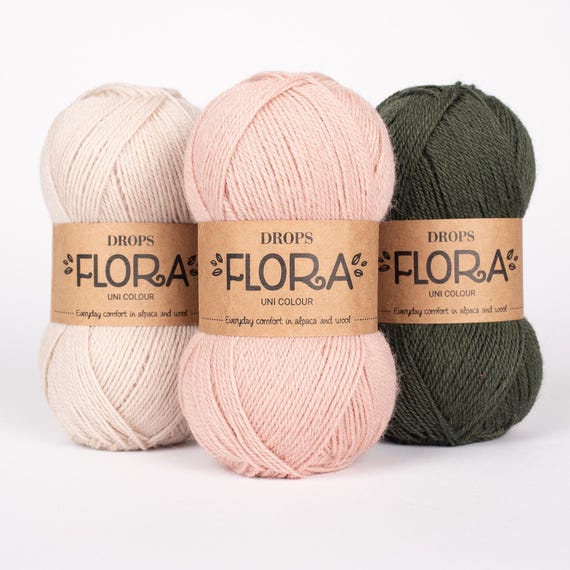 DROPS Flora Alpaca Wool Yarn – Fingering Weight, 50g 230 Yards