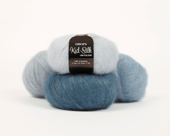Kid Mohair and Silk Yarn, DROPS kid silk, 0.9 Oz, Lace yarn, Many