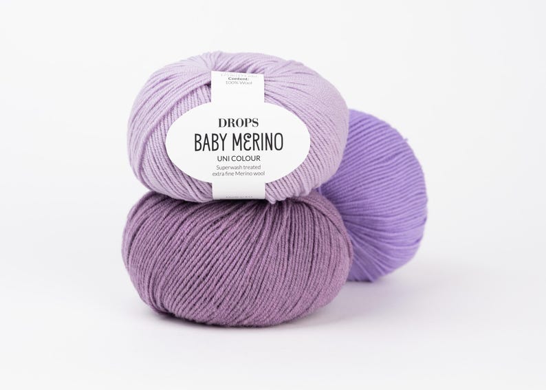 Superwash Merino Wool Drops BABY MERINO Fingering Weight Yarn 50g 191 Yards image 15