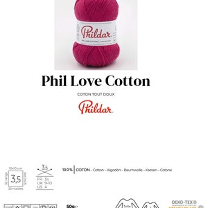 Puede incluir: Una madeja de hilo Phil Love Cotton rosa, un hilo de algod&oacute;n suave para tejer y hacer ganchillo. El hilo es 100% algod&oacute;n y viene en una madeja de 50 gramos con aproximadamente 115 metros de hilo. El hilo es lavable a m&aacute;quina y se puede secar en secadora.