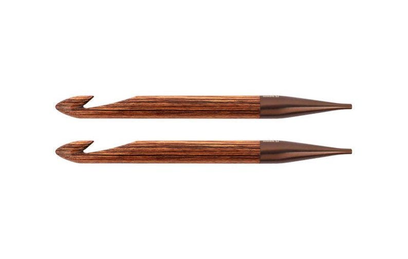 Tunisian crochet hooks knitpro ginger - wooden crochet hook tips - afghan crochet hook interchangeable - crochet tools - crochet supplies image 3