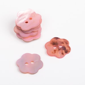 Pink blush flower buttons 15 mm - Babies buttons - Mother of pearl buttons for kids - Buttons for girl - Shell buttons | Quantity 1 piece