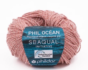 Phildar OCEAN YARN - Hilo de poliéster reciclado y algodón orgánico para tejer, Hilo ecológico, Hilo de mezcla de algodón orgánico, Peso deportivo