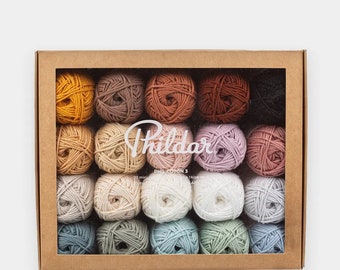 Lote de hilo de algodón para amigurumi PHILDAR COTON 3 mini, 20 madejas x 25 g, Hilo de bebé, Hilo de verano, Hilo de algodón suave