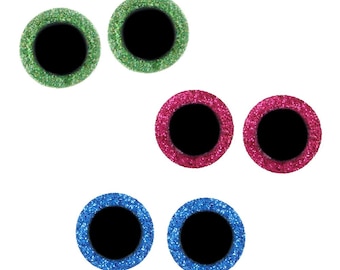 Ojos de seguridad con purpurina para animales en dos tonos de 8 mm - Ojos de seguridad para amigurumi - Ojos de purpurina para juguetes - Ojos de seguridad transparentes con purpurina de colores