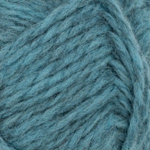 May include: A close-up view of a skein of teal blue yarn featuring a thick, fuzzy, and multi-ply twisted texture. The fibers are densely packed, creating a soft and voluminous appearance with visible individual strands woven together in a consistent pattern.