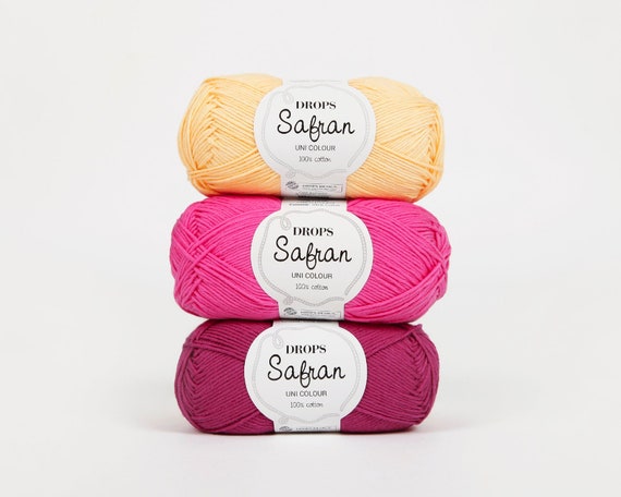100% Egyptian Cotton Yarn for Knitting and Crocheting, Drops Safran, Sport  Weight, 2 - Fine, 5 ply, 1.8 oz 175 Yards (15 Plum)