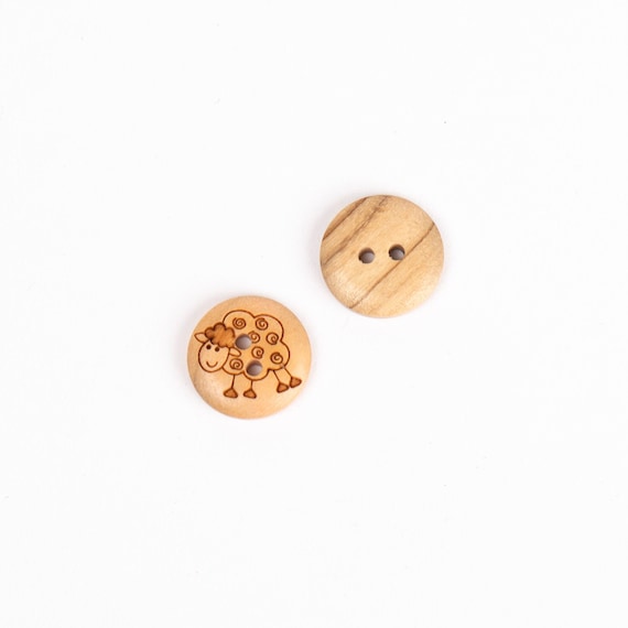 Wooden Buttons Natural Buttons Wood Buttons With Animal Buttons