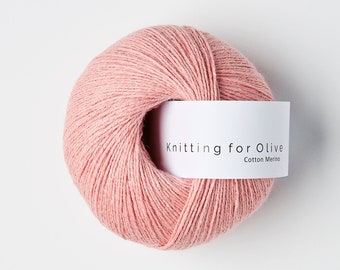 COTTON MERINO Knitting for Olive Non-mulesed Merino wool and Cotton yarn -Fingering weight yarn - 50 g 250 m