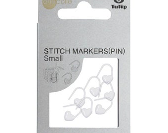 TULIP stitch markers of white heart pack of 7 pieces os SMALL size - Locking stitch markers - Plastic stitch markers - Knitting markers