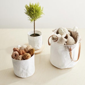 Kraft Bin COCOKNITS - Knitting project bin - Crochet project bin - Yarn paper bag - Project storage bag