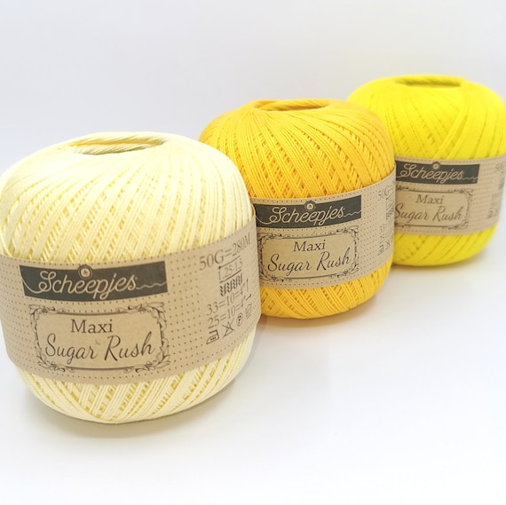 Mercerized cotton yarn for lace making Scheepjes Maxi Sugar Rush, Crochet thread size 10, Cotton yarn, Lace yarn 50 g 280 m