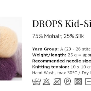 Mohair yarn, Kid mohair, DROPS Kid-Silk, Lace yarn, Mohair silk yarn, Knitting yarn, Yarn for knitting, Wool yarn, Super kid mohair, image 3