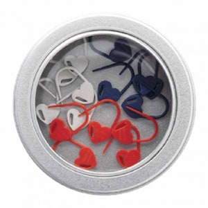 TULIP stitch markers pack of 15 pieces in heart shape in the box- Locking stitch markers - Plastic stitch markers - Knitting markers