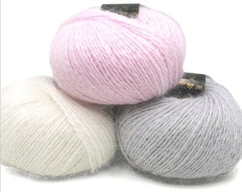 100% Angora garen voor breien - Tropical Lane Angora - pluizig garen - Angora garen gemaakt in Italië - sportgewichtgaren in bollen van 25 g (0,88 Oz)