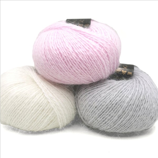 100 % laine angora à tricoter - Tropical Lane Angora - laine duveteuse - Laine angora fabriquée en Italie - laine de poids sportif en pelotes de 25 g (0,88 oz)