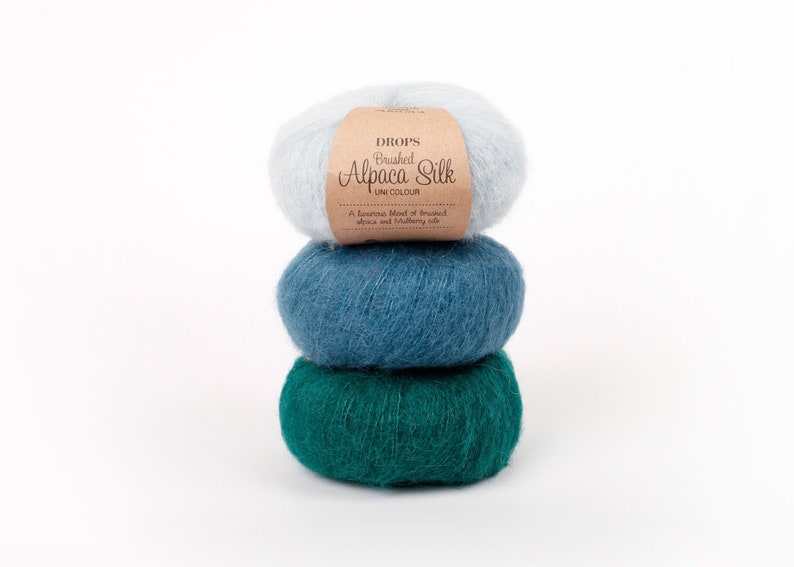 Alpaca yarn Fluffy yarn Knitting yarn Aran yarn Worsted yarn Drops yarn Superfine Alpaca DROPS Brushed Alpaca Silk image 1