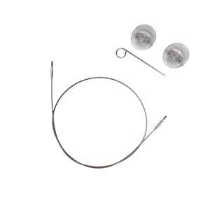 May include: A set of silver-colored jewelry repair tools, including a thin wire, a small hook, and two clear, round earring backs. The items are arranged on a white background, suggesting a focus on jewelry maintenance or crafting.