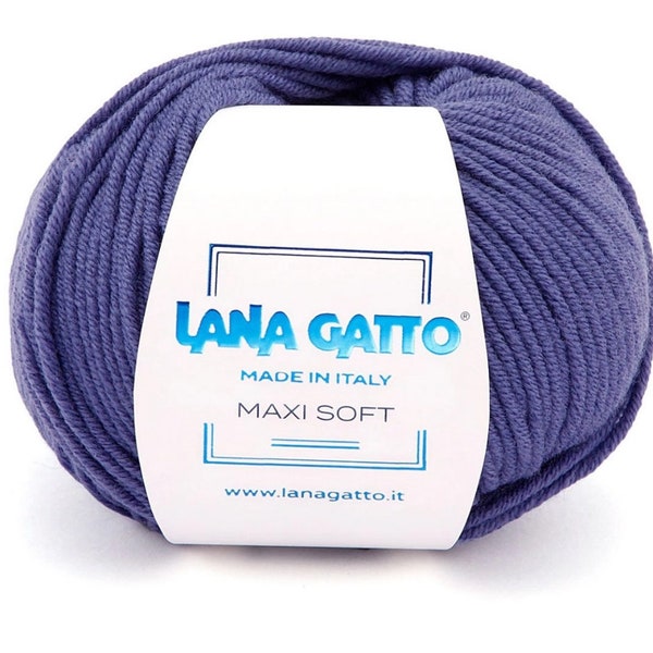 Merinowolle Kammgarn Gewicht Lana Gatto MAXI SOFT Merino Wolle zum Stricken - Aran Wolle - 50g 90 m - Weiches Wollgarn für Babys, Kinder