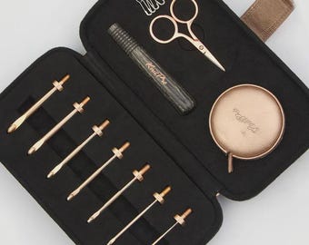 Crochet hooks set for beginner - KnitPro OASIS crochet hooks with wooden handle - Set of 7 interchangeables crochet hooks - Crochet gift