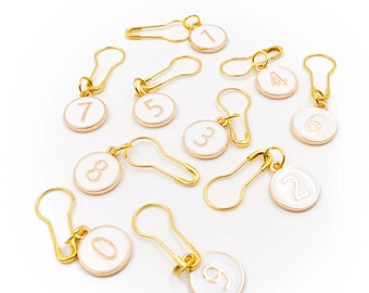 Numbered Stitch Markers PPY 0-9 Set of 10: Knitting Markers, Gift for Knitter