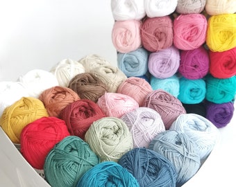 Crochet cotton yarn DROPS Loves you color pack 20x50 g, Baby yarn, Summer yarn, Soft cotton yarn, Knitting yarn, Amigurumi yarn