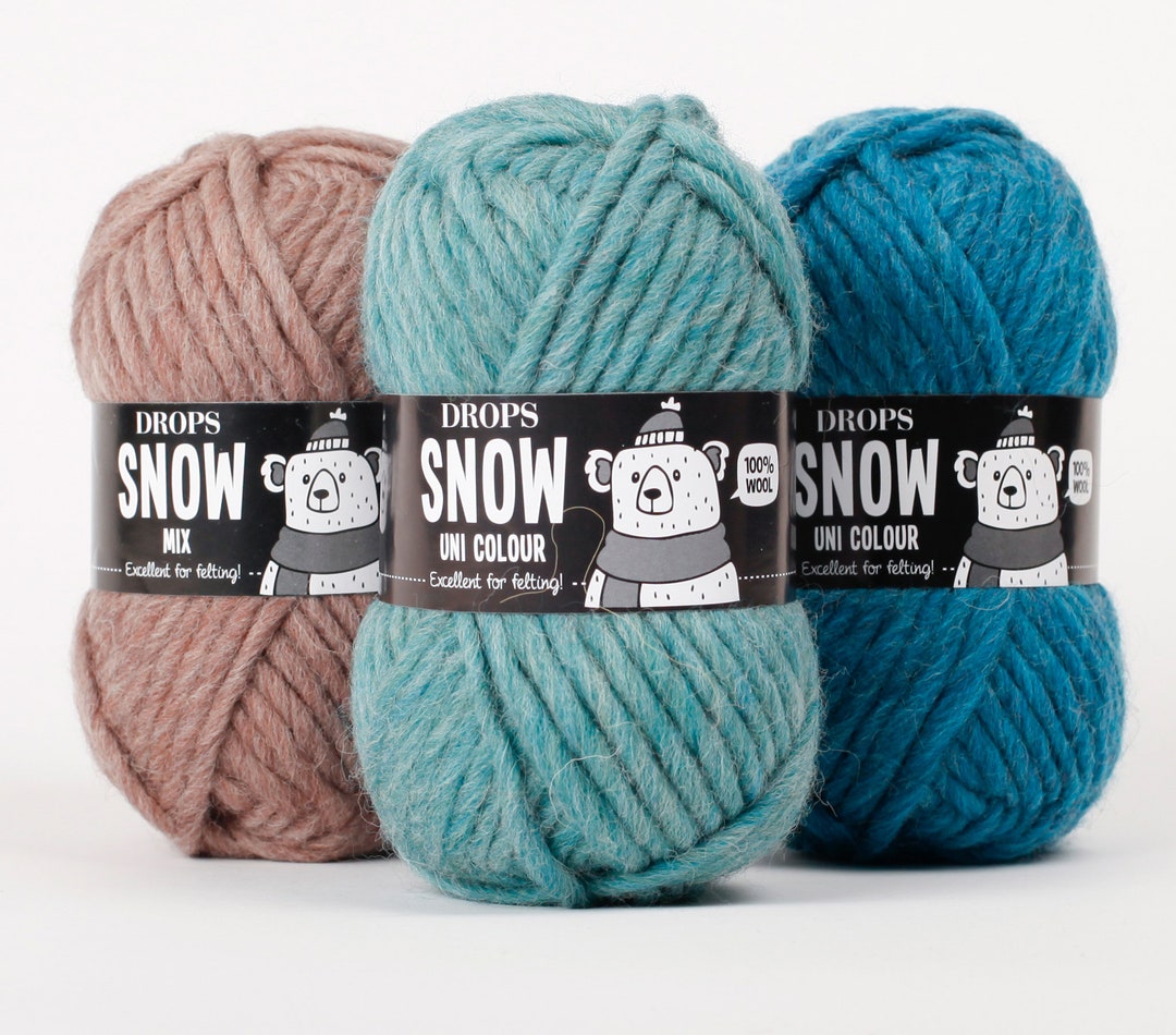 Chunky Wool Yarn Big Yarn Bulky Yarn DROPS SNOW ESKIMO Felting Yarn Winter  Yarn Knitting Yarn Crochet Yarn Feltable Yarn Etsy