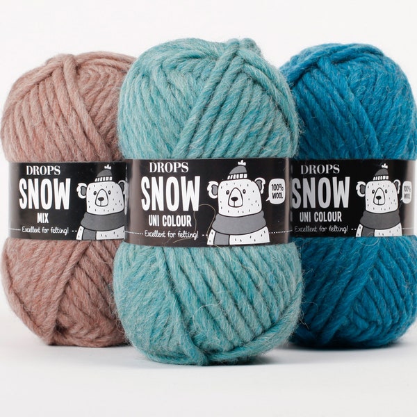 Chunky wool yarn - Big yarn - Bulky yarn - DROPS SNOW - ESKIMO - Felting yarn - Winter yarn - Knitting yarn - Crochet yarn - Feltable yarn