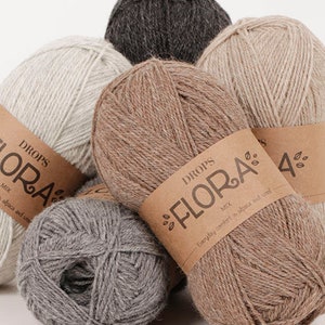 Alpaca and Wool yarn DROPS FLORA Yarn for knitting Sock yarn Crochet yarn Thin yarn Wool blend yarn image 9