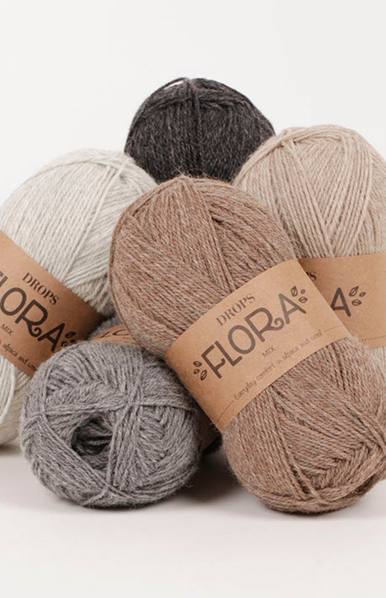 Alpaca and Wool yarn DROPS FLORA Yarn for knitting Sock yarn Crochet yarn Thin yarn Wool blend yarn image 9