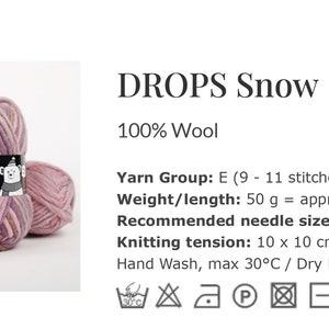 Chunky wool yarn Big yarn Bulky yarn DROPS SNOW ESKIMO Felting yarn Winter yarn Knitting yarn Crochet yarn Feltable yarn image 4