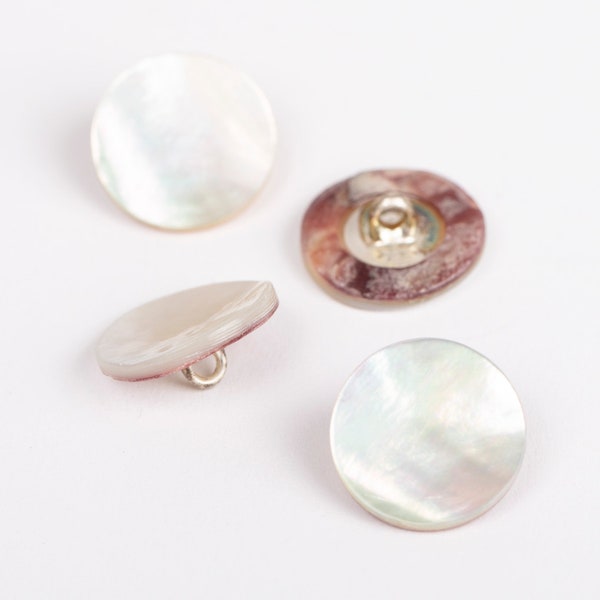 Mother of pearl buttons - Round buttons 15 mm - Shell buttons with metal loop - White buttons pearl - Buttons for dress | Quantity 1 button