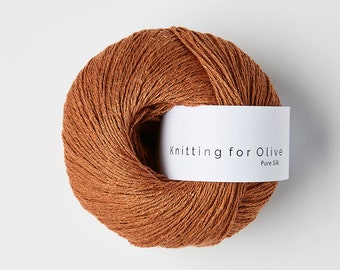 Knitting for Olive PURE SILK Bourette silk yarn for knitting 50 grams 250 meters (273 yards) Raw silk yarn