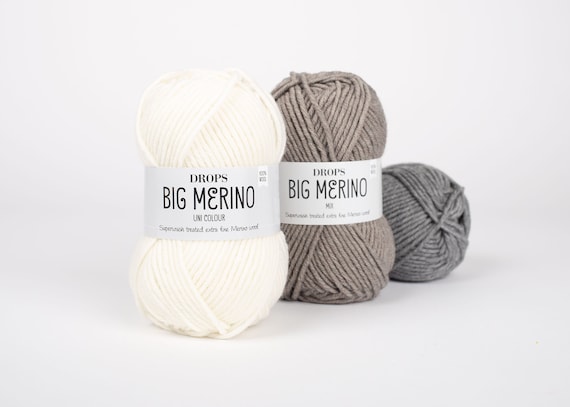 DROPS Big Merino Merino Wool Yarn Superwash Yarn 100 Wool Yarn Soft Wool Drops  Yarn Yarn Worsted Aran Yarn Knitting Yarn 