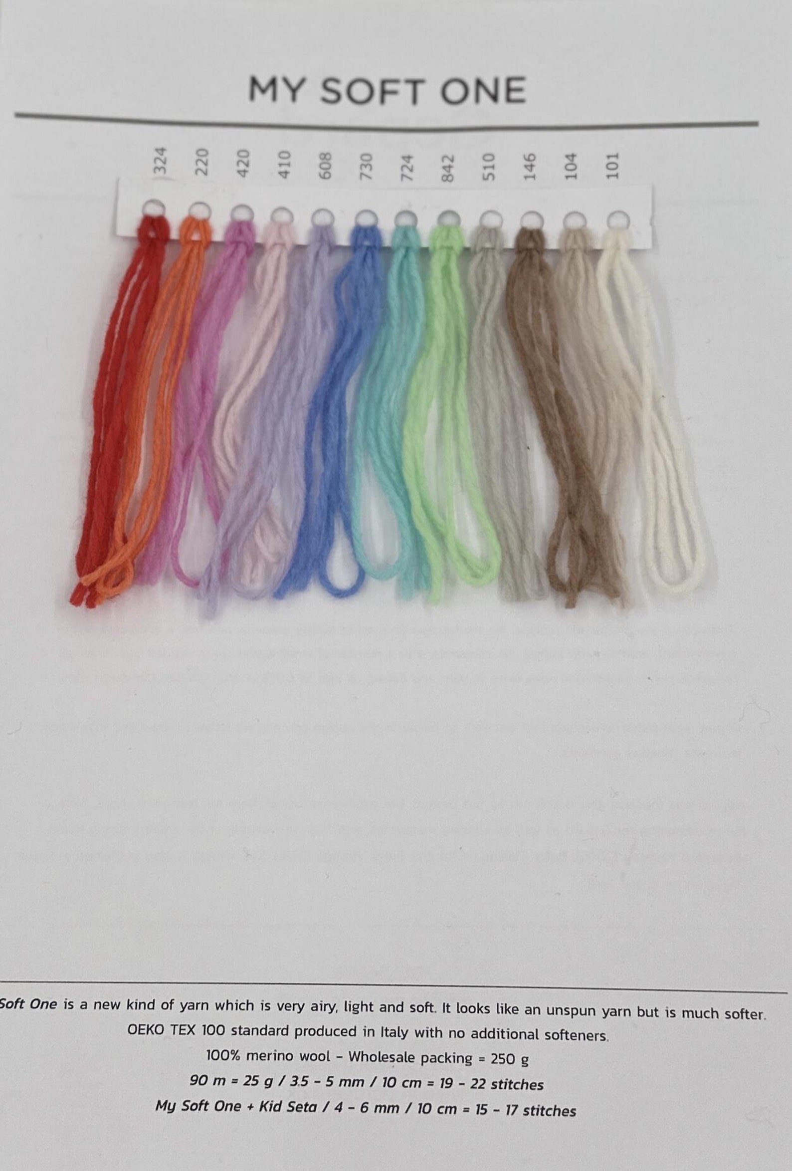 Gepard Garn MY SOFT ONE Yarn Slightly Spun Merino Wool Yarn 25 G 90 M ...