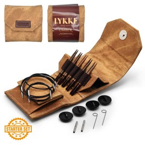 Startset Lykke UMBER 3,5 inch verwisselbare houten breinaalden in een lichtbruine doos - maat US 3 - US 7 (maat 3,25 mm - 4,5 mm)