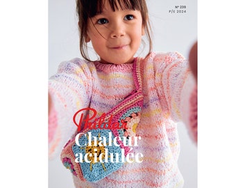 Knitting for kids 2 to 10 Y - 26 knitting patterns - PHILDAR knitting book no. 239 - in French (English knitting terms dictionary added)