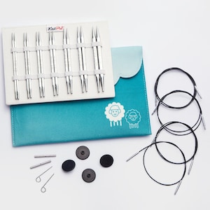 5 inches Interchangeable knitting needles set KnitPro Nova Cubics  - Size US6-US11/4.00mm-8.00mm - Deluxe Interchangeable needle set