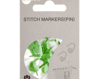 Green hearts TULIP stitch markers pack of 7 pieces - Locking stitch markers - Plastic stitch markers - Knitting markers