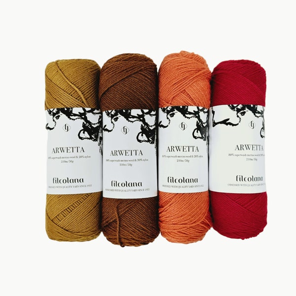 Fil mélangé mérinos FILCOLANA ARWETTA, fil épais pour chaussettes, fil pour chaussettes, fil pour bébé, 50 grammes 210 mètres (230 yards) 100 à 810